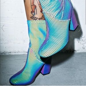 YRU Reflective Iridescent Hologram Boots Shoes 7